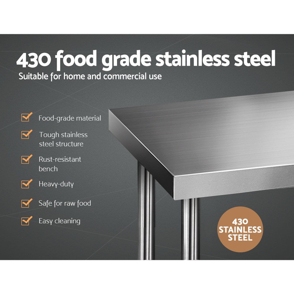 1219x610mm Stainless Steel Kitchen Bench 430