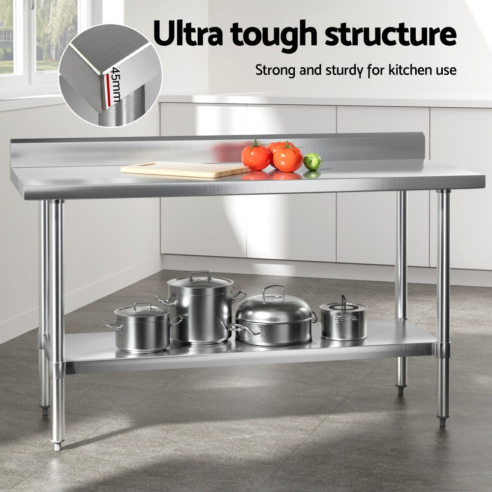 Stainless Steel Kitchen Bench w/ Splashback 1500x600MM 430