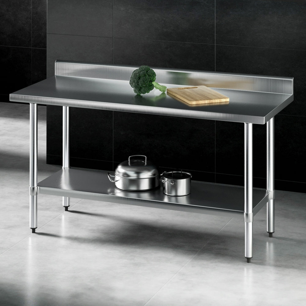 Stainless Steel Kitchen Bench w/ Splashback 1500x600MM 430