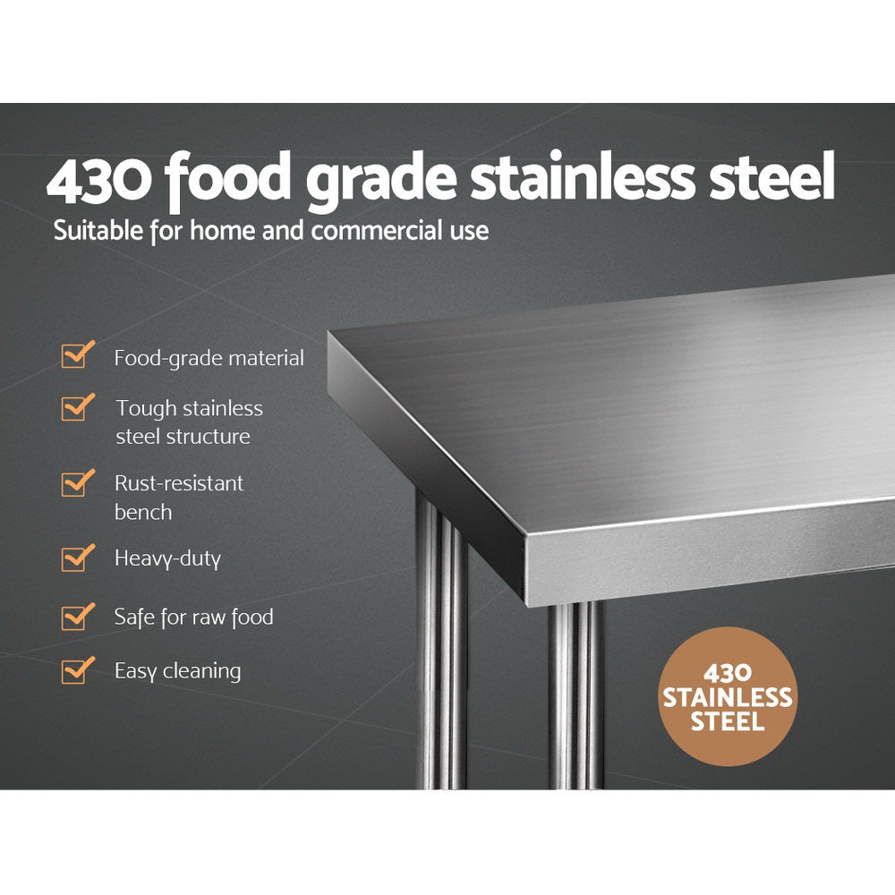 1829x610mm Stainless Steel Kitchen Bench 430