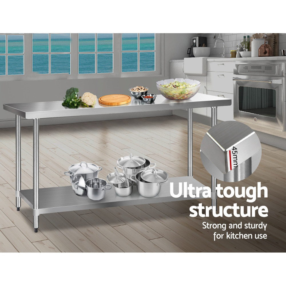 1829x610mm Stainless Steel Kitchen Bench 430