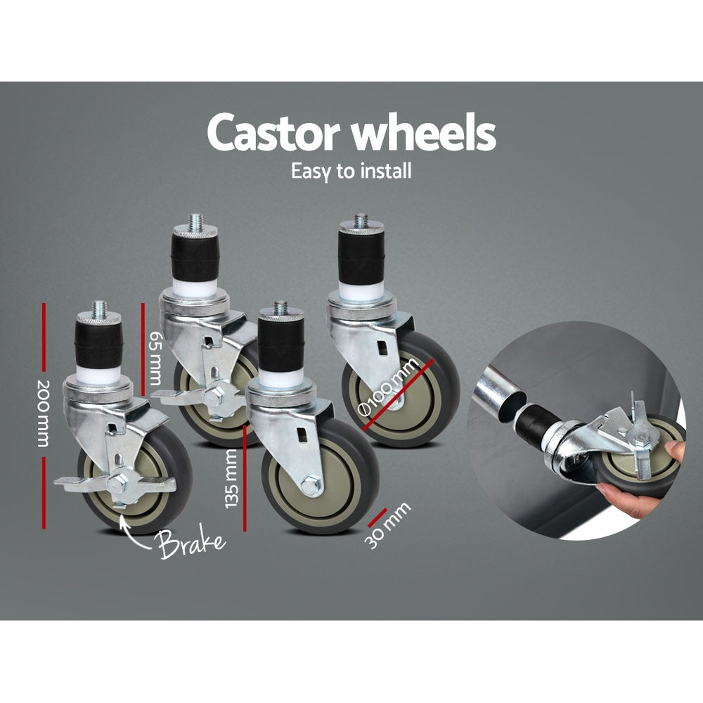 610x610mm Stainless Steel Kitchen Bench with Wheels 430