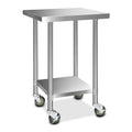 610x610mm Stainless Steel Kitchen Bench with Wheels 430