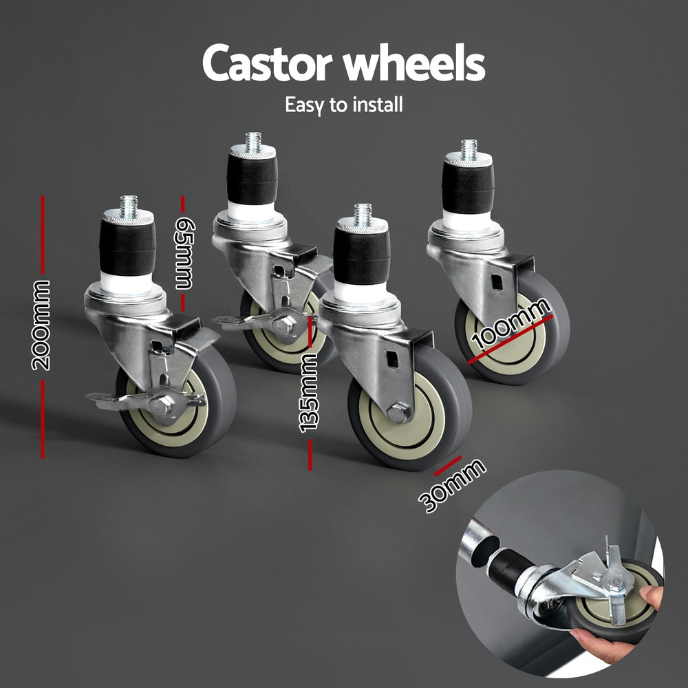 Stainless Steel Kitchen Benches Work Bench Wheels 91X61CM 430