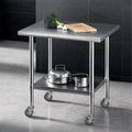 914x762mm Stainless Steel Kitchen Bench w/ Splashback Work Table Prep Bench Commercial 430