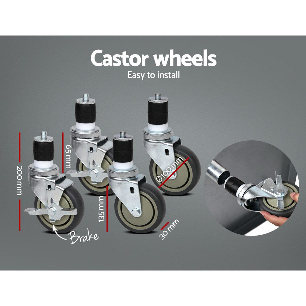 1219x610mm Stainless Steel Kitchen Bench with Wheels 430