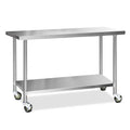 1524x610mm Stainless Steel Kitchen Bench with Wheels 430