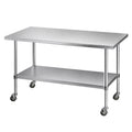 1524x762mm Stainless Steel Kitchen Bench w/ Splashback Work Table Prep Bench Commercial 430