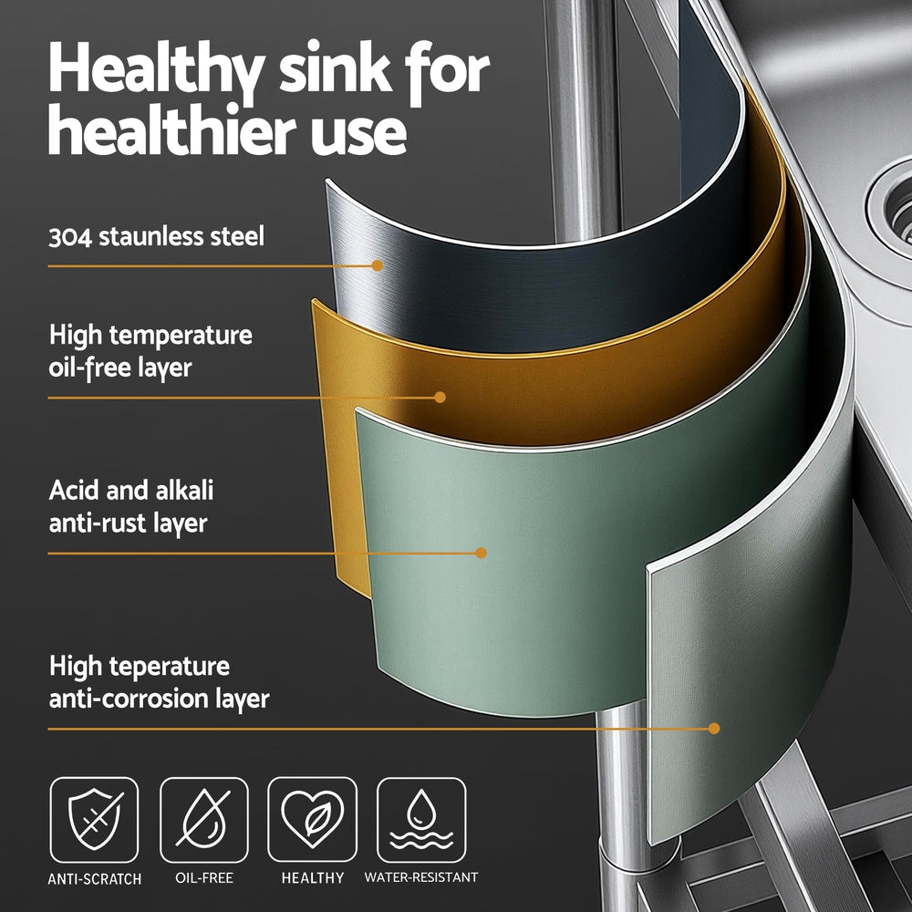 Stainless Steel Kitchen Bench Work Table with Sink Splashback 120cm