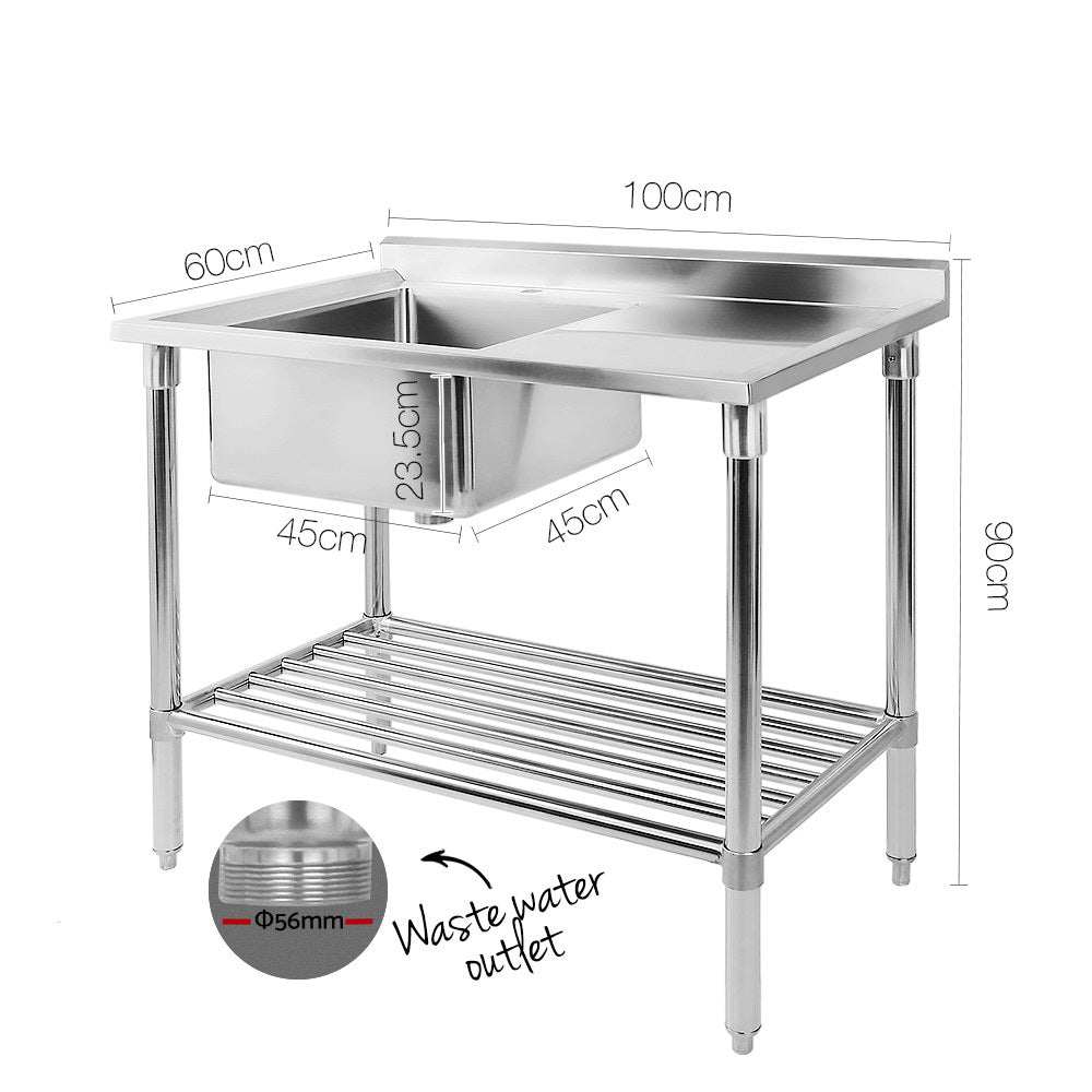 100x60cm Stainless Steel Sink Bench Kitchen 304