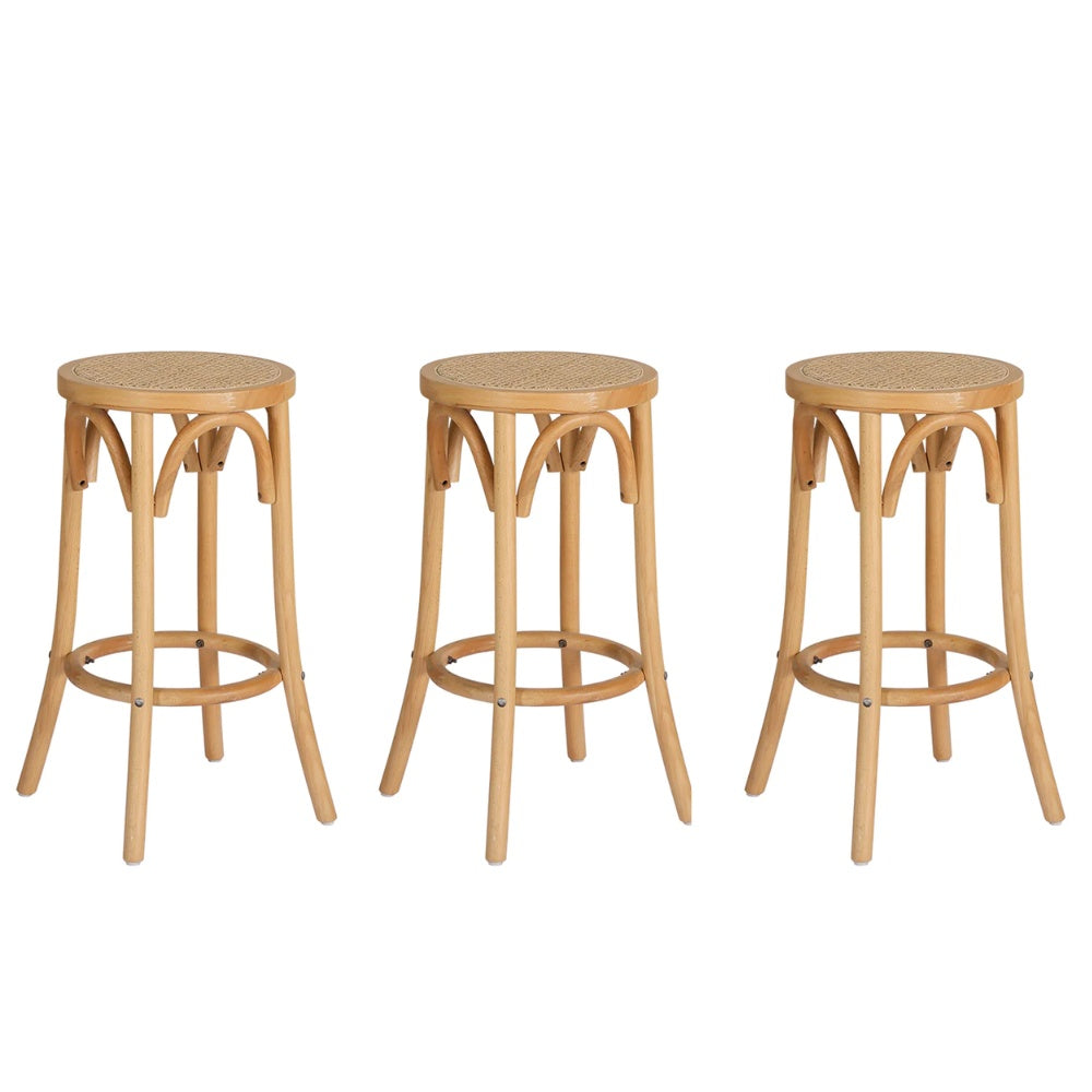 Set of 3 Apri Rattan Seat Bar Stools