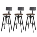 Set of 3 Cooper Industrial Style Metal and Wooden Rustic Bar Stools Black