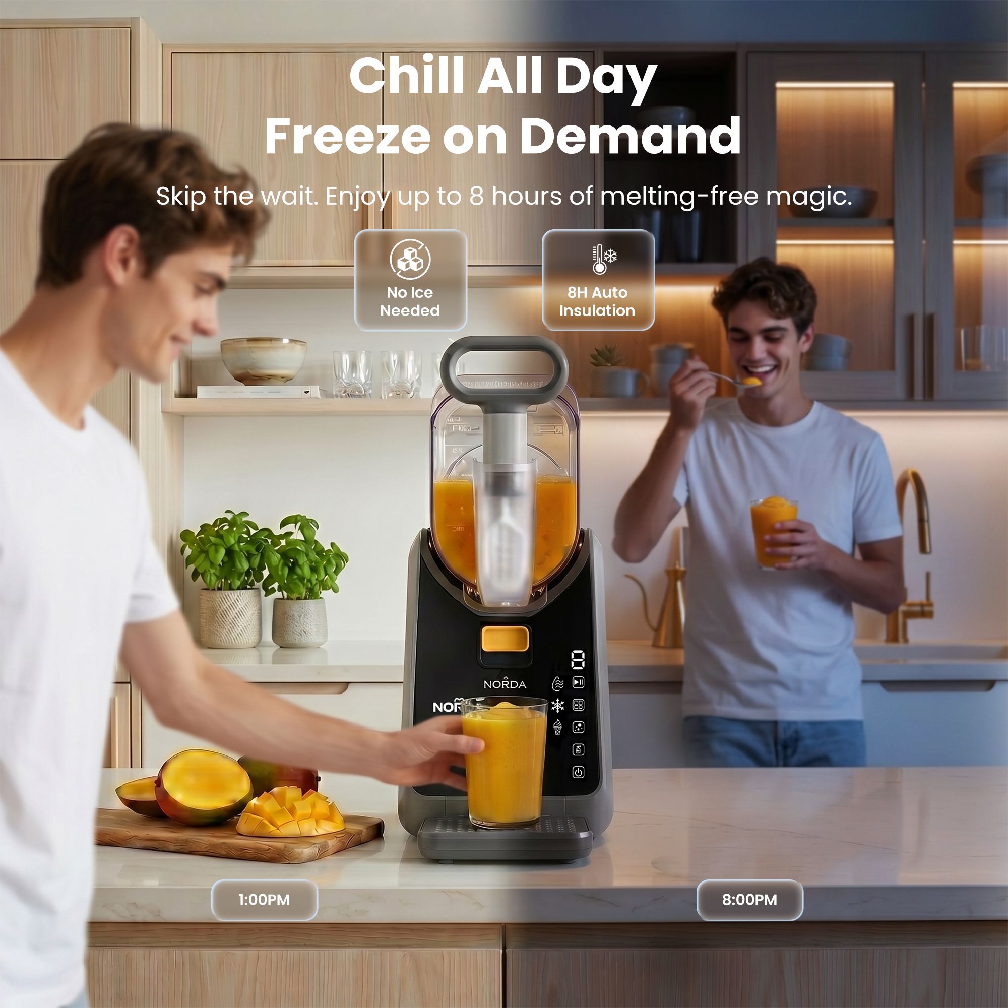 2L Slushie Machine Frozen Drink Maker Slushy Ice Cream Maker No Ice Compressor Touchscreen for Home BBQ Party