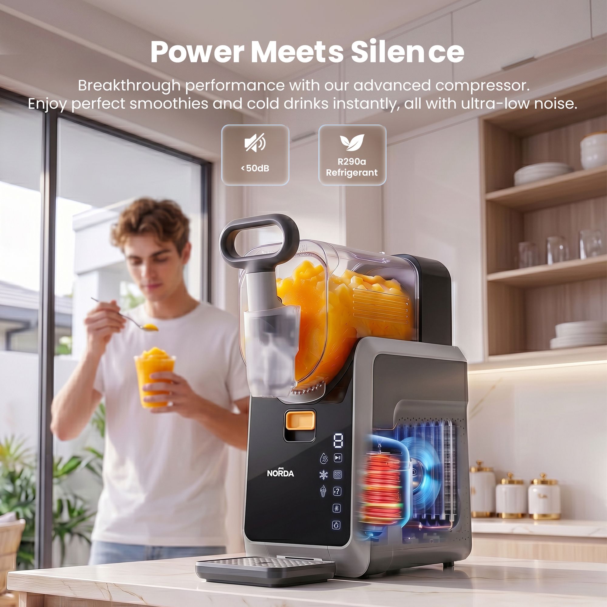 2L Slushie Machine Frozen Drink Maker Slushy Ice Cream Maker No Ice Compressor Touchscreen for Home BBQ Party