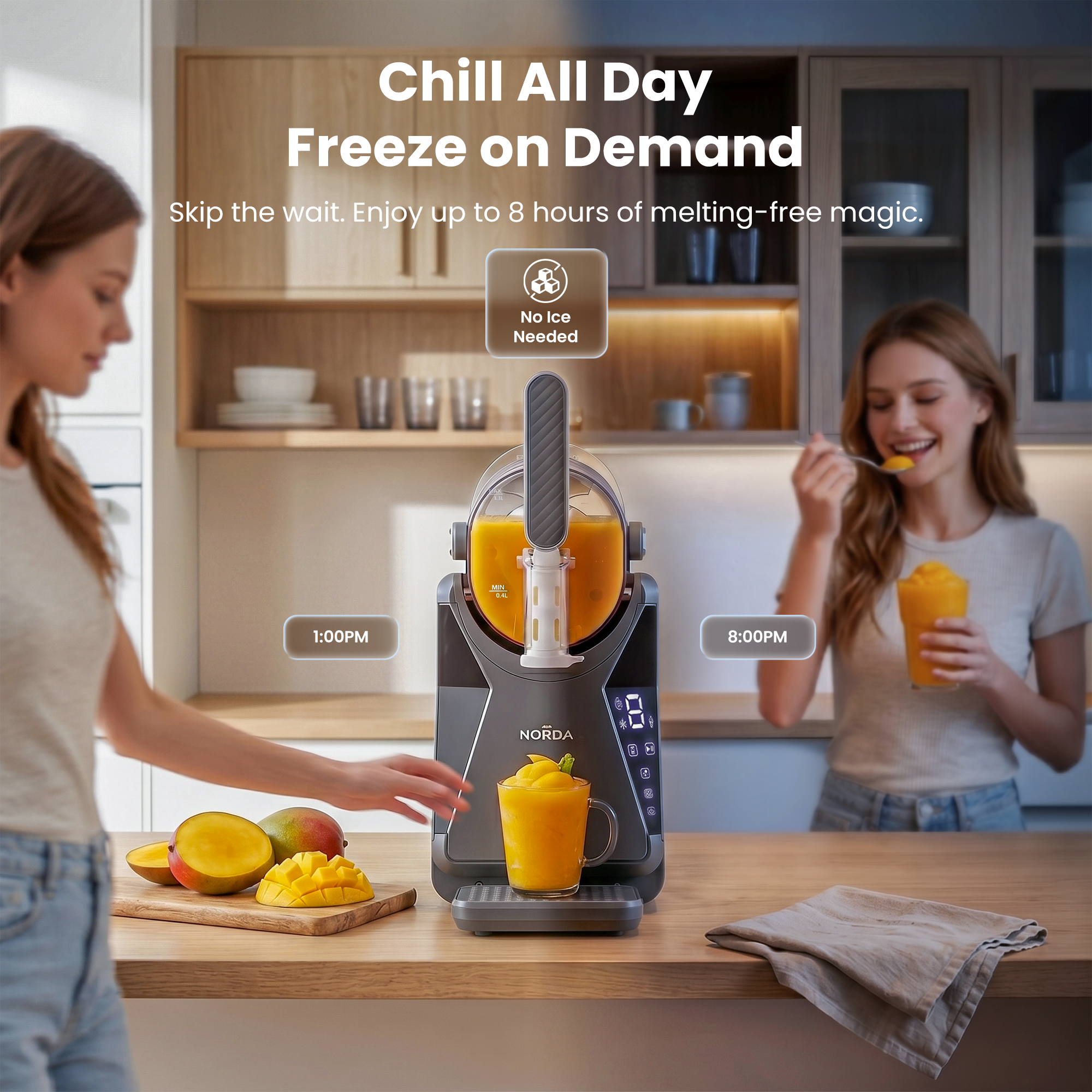 1.3L Slushie Machine Frozen Drink Maker Slushy Ice Cream Maker No Ice Compressor Touchscreen for Home BBQ Party