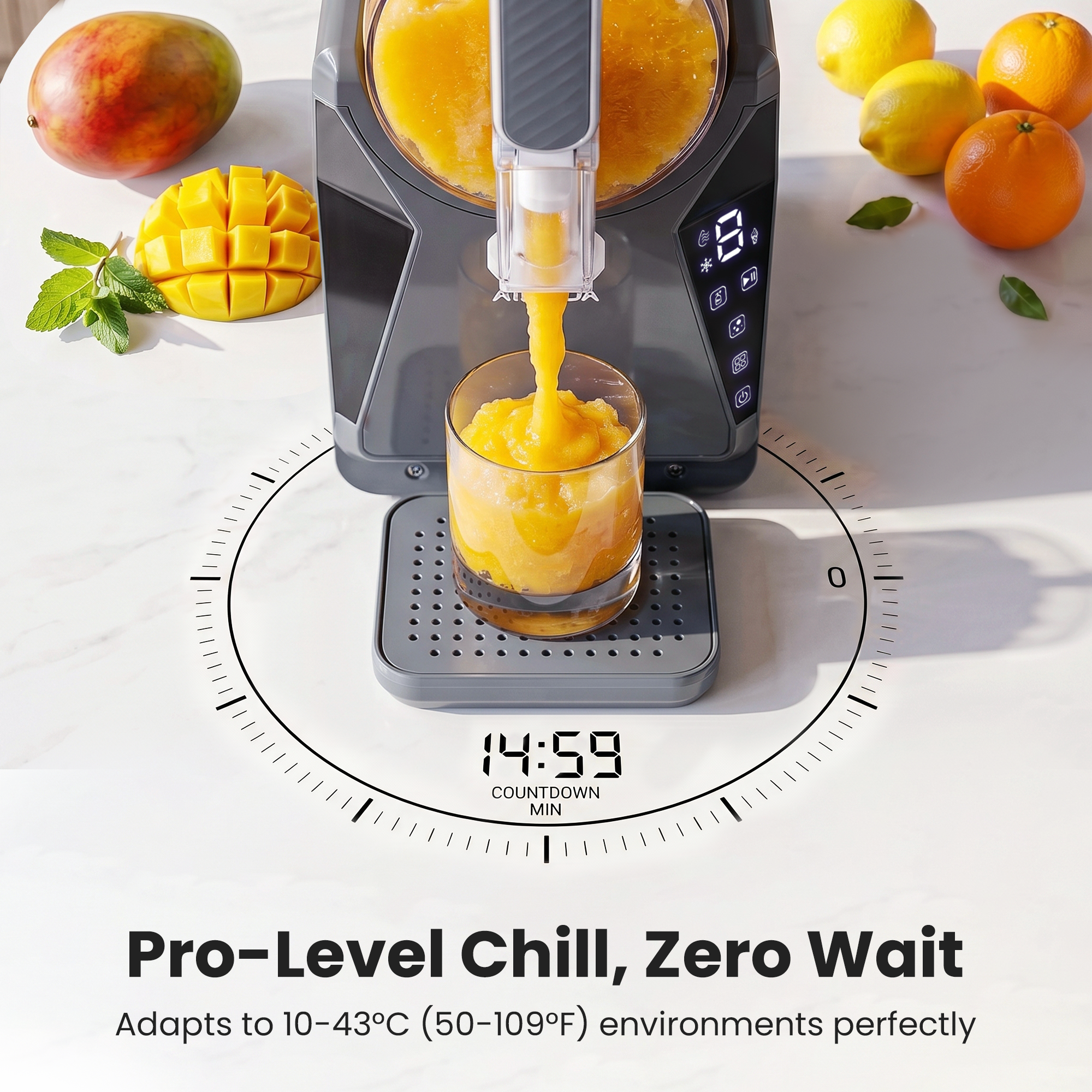 1.3L Slushie Machine Frozen Drink Maker Slushy Ice Cream Maker No Ice Compressor Touchscreen for Home BBQ Party