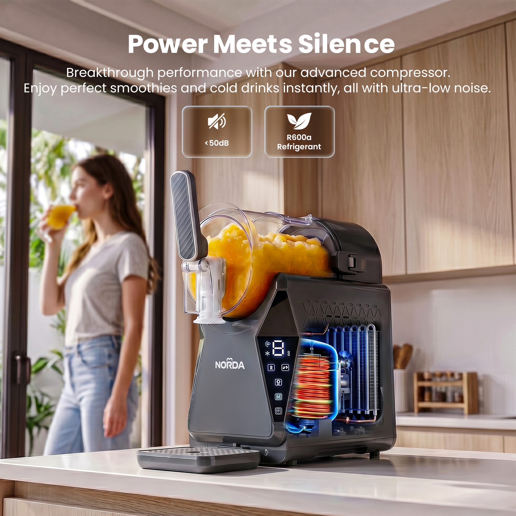 1.3L Slushie Machine Frozen Drink Maker Slushy Ice Cream Maker No Ice Compressor Touchscreen for Home BBQ Party