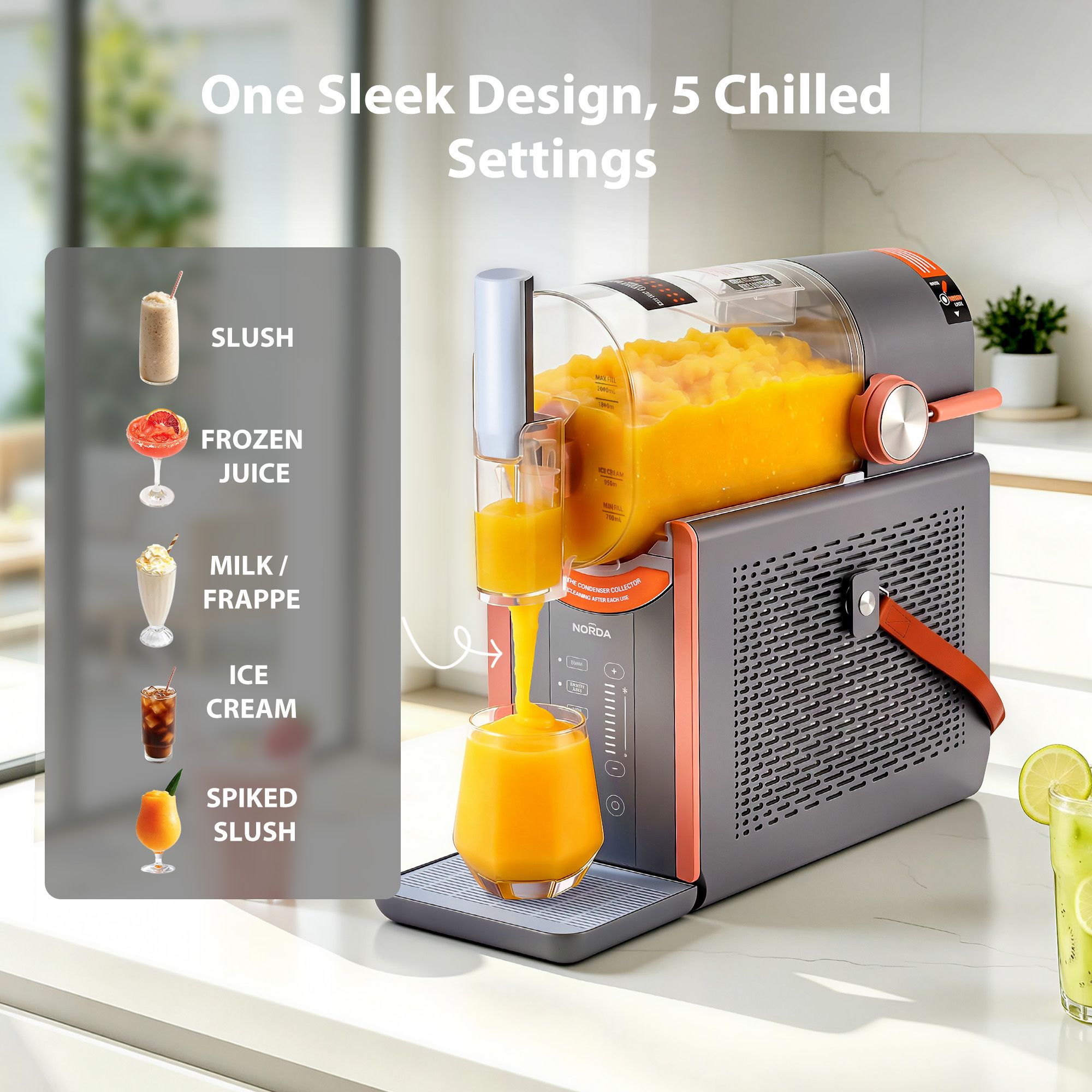 2L Slushie Machine Frozen Drink Maker Ice Cream Maker Countertop Grey