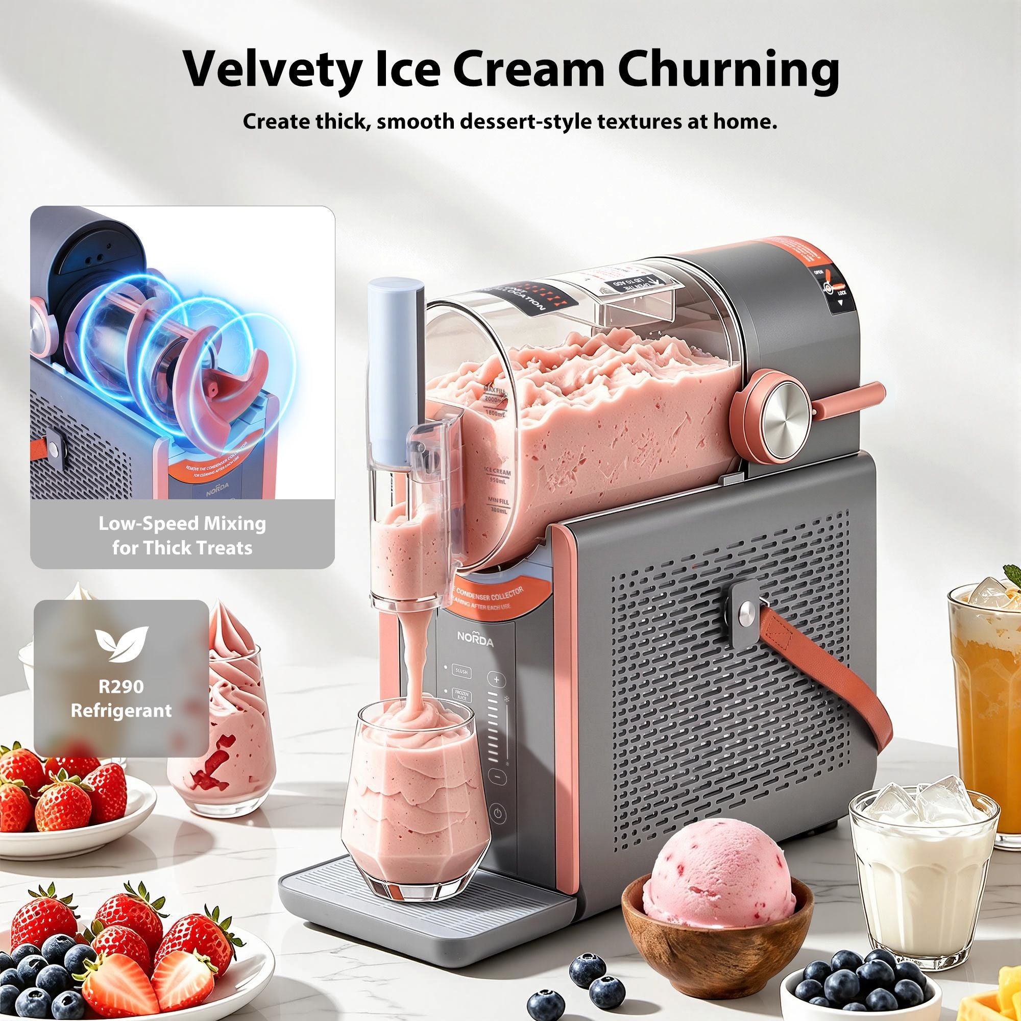 2L Slushie Machine Frozen Drink Maker Ice Cream Maker Countertop Grey