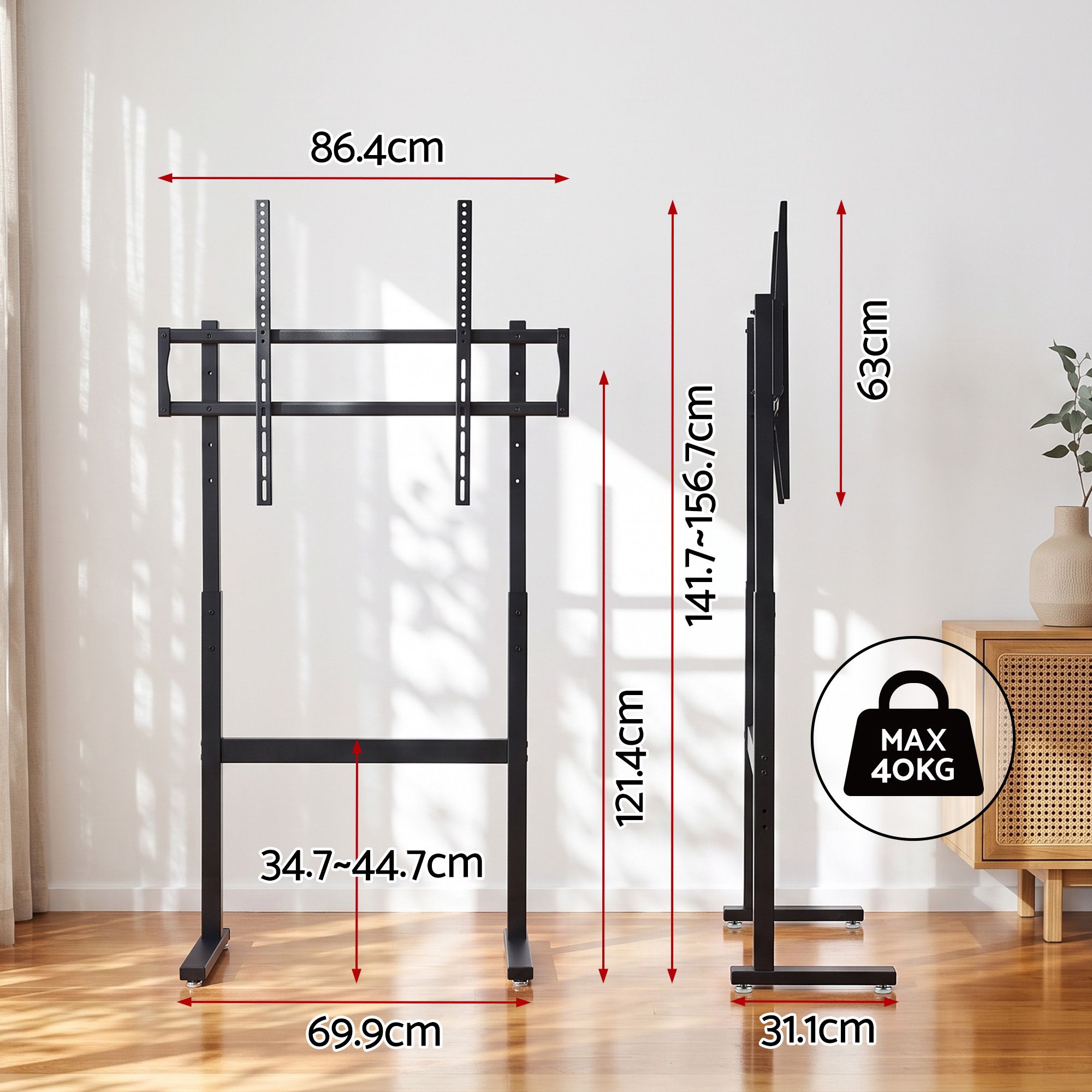 Universal Floor TV Stand for 32-100 Inch Screens Heavy Duty 40kg Capacity