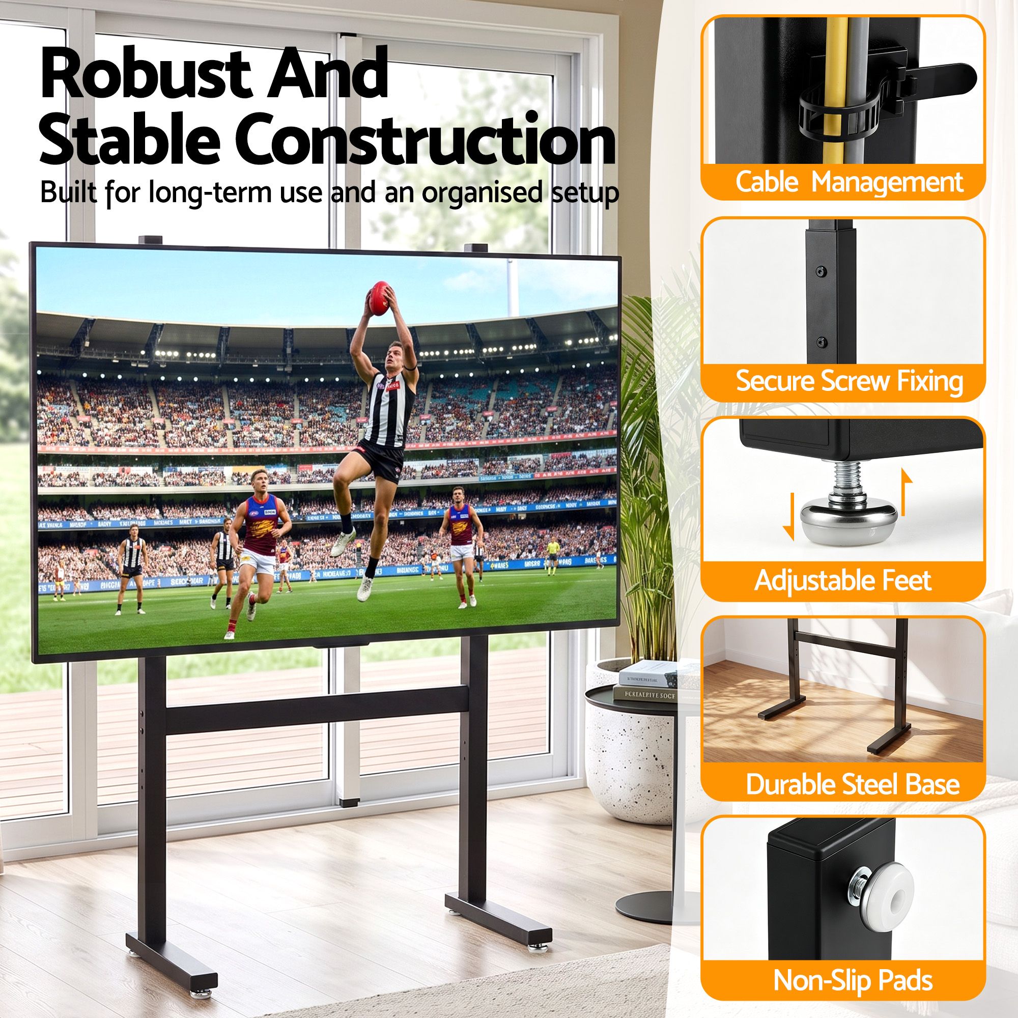 Universal Floor TV Stand for 32-100 Inch Screens Heavy Duty 40kg Capacity