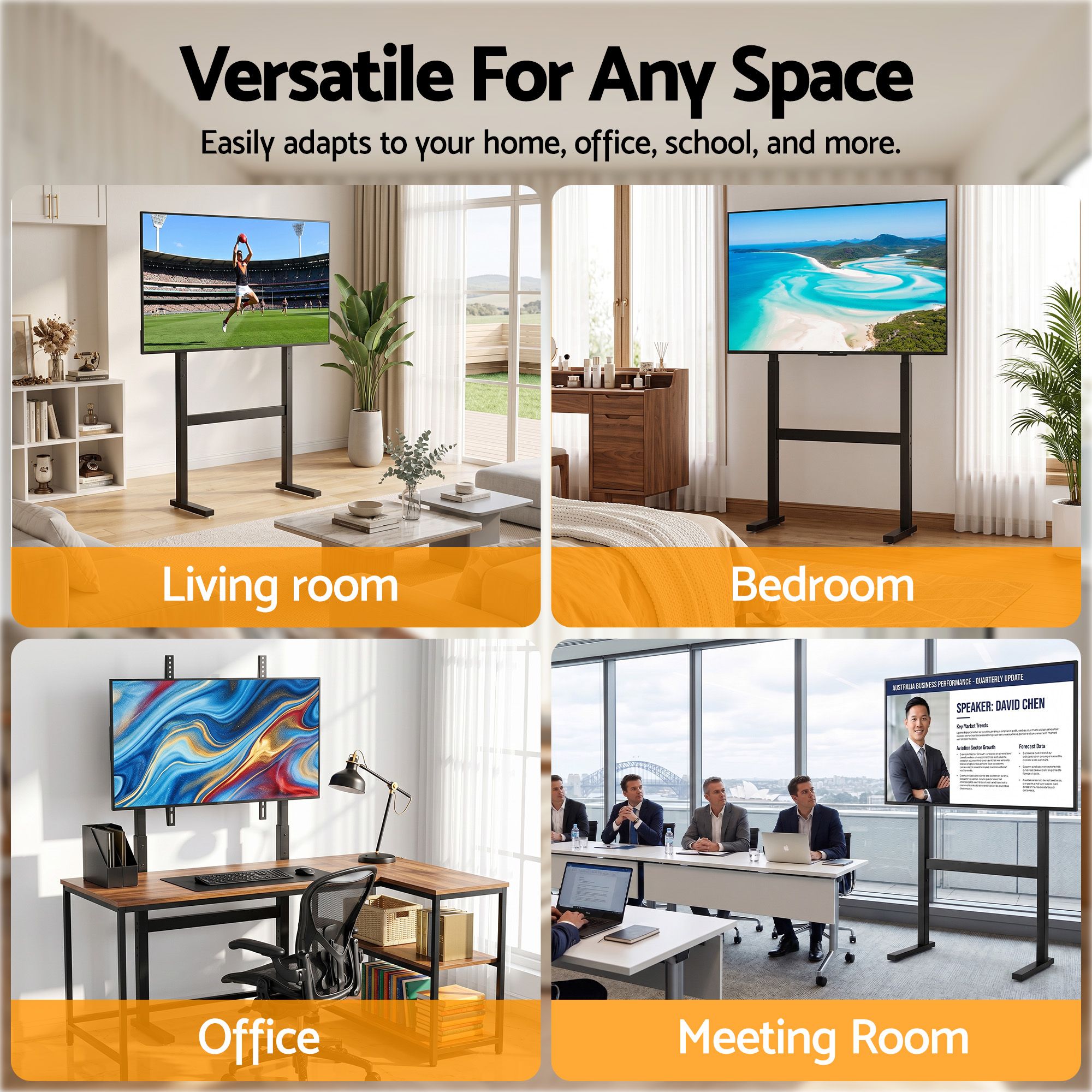 Universal Floor TV Stand for 32-100 Inch Screens Heavy Duty 40kg Capacity