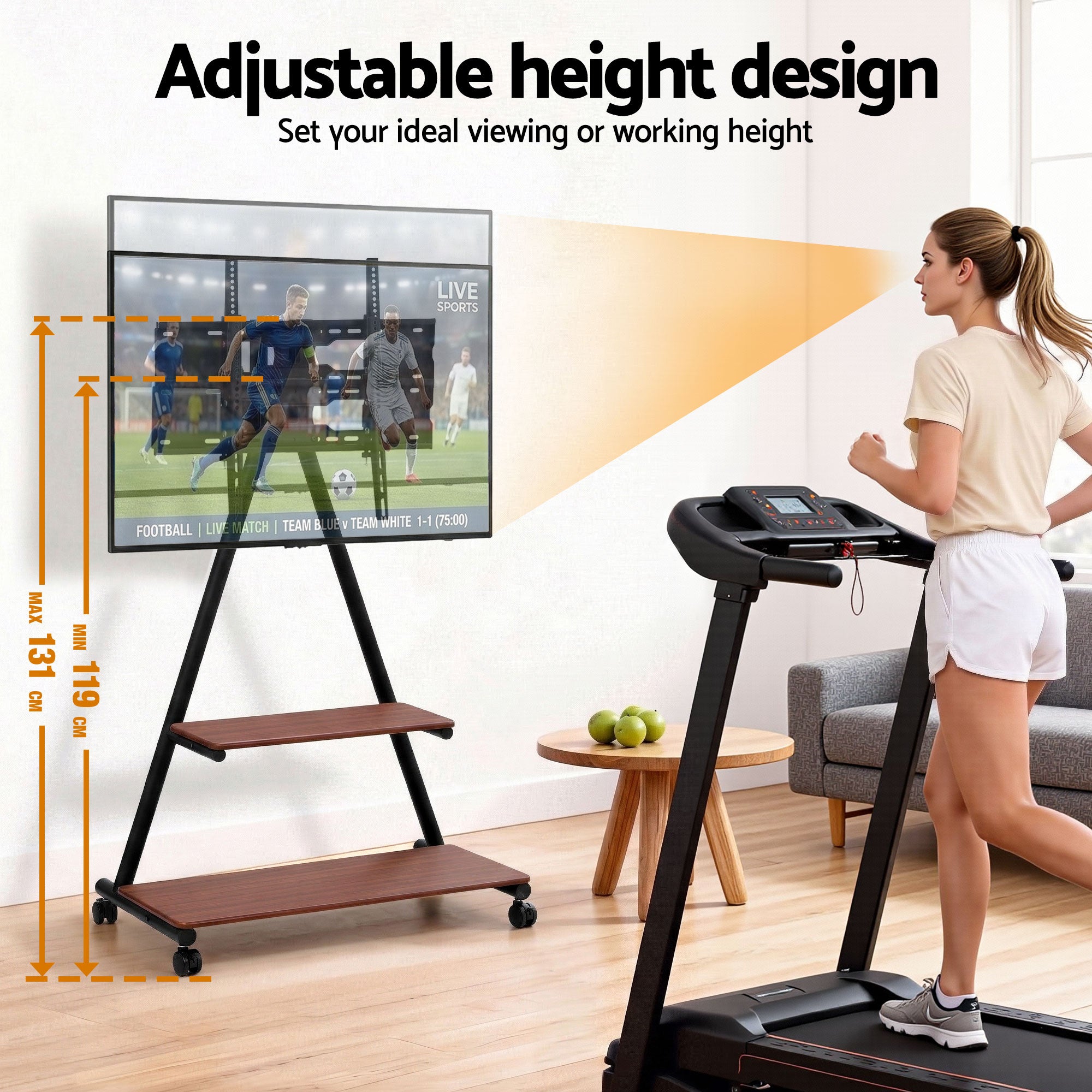 Mobile TV Stand Rolling Cart Wheels 32-75" Heavy Duty 133kg Mount Bracket