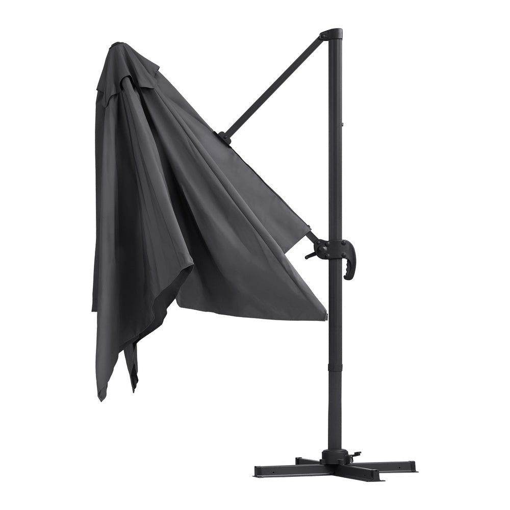 Outdoor Umbrella 3m Umbrellas Cantilever Stand Sun Roma 360 Degree Charcoal