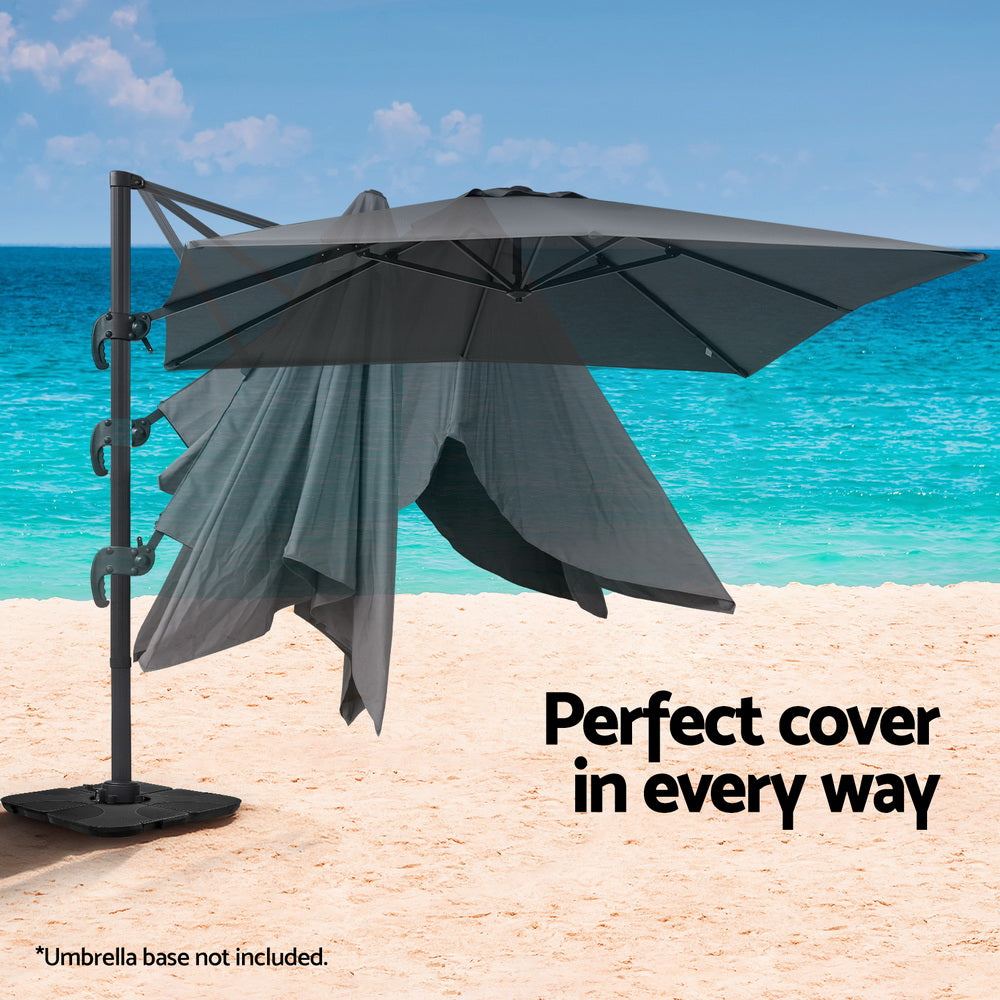 Outdoor Umbrella 3m Umbrellas Cantilever Stand Sun Roma 360 Degree Charcoal