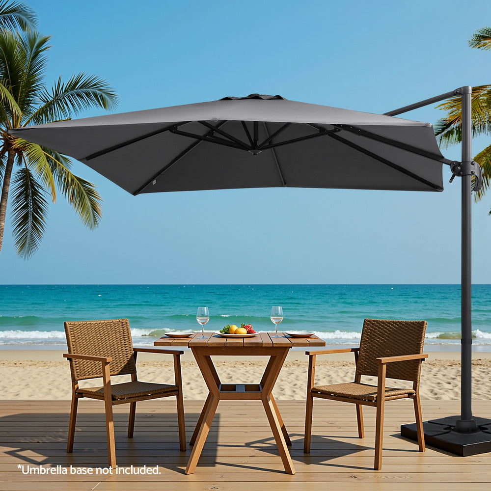 Outdoor Umbrella 3m Umbrellas Cantilever Stand Sun Roma 360 Degree Charcoal