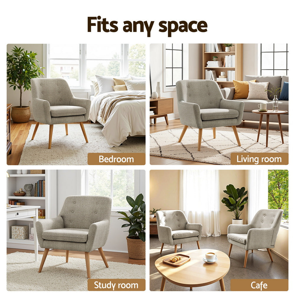 2X Armchair Lounge Chair Accent Tub Chair Beige ANNE