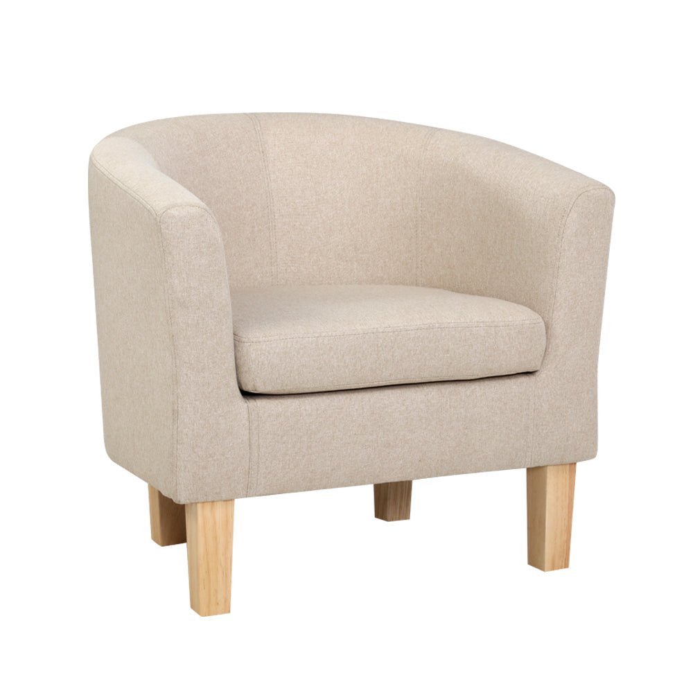 Armchair Lounge Chair Tub Accent Armchairs Fabric Sofa Chairs Beige