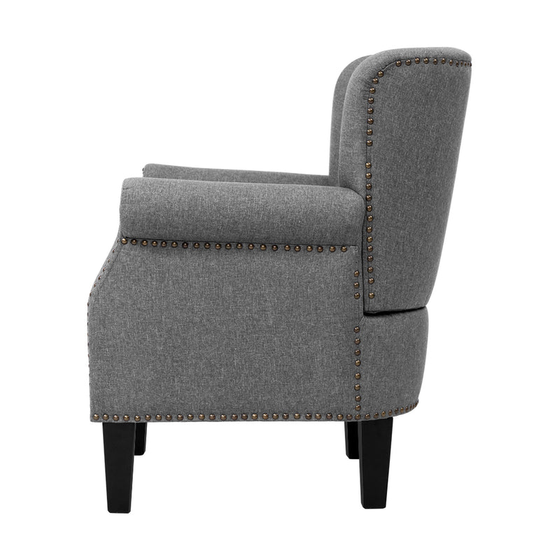 Armchair Accent Chair Retro Armchairs Lounge Accent Chair Single Sofa Linen Fabric Seat Grey