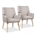 Set of 2 Armchair Faux Fabric Beige