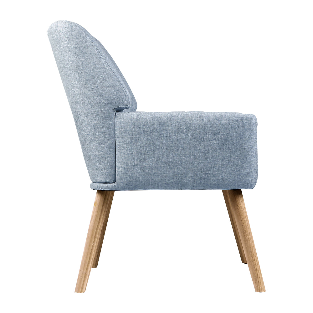 Armchair Fabric Blue Grey Sebastini