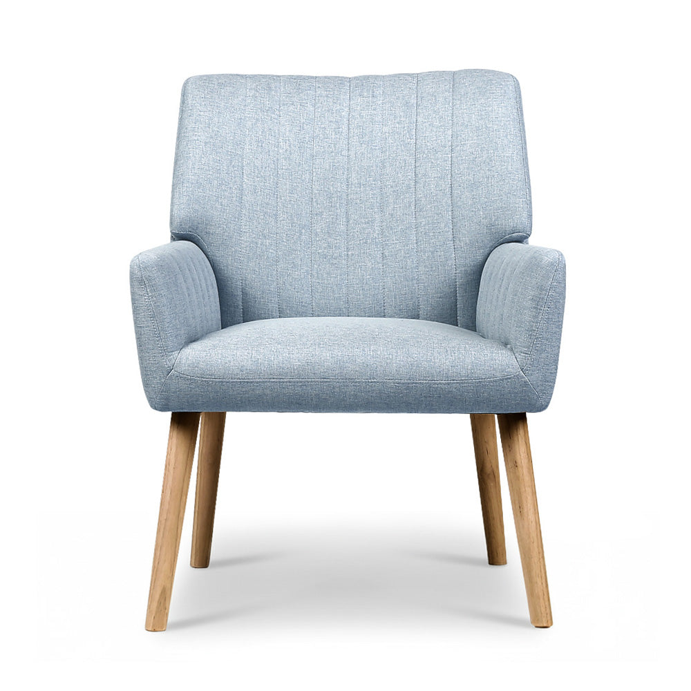 2X Armchair Fabric Blue Grey