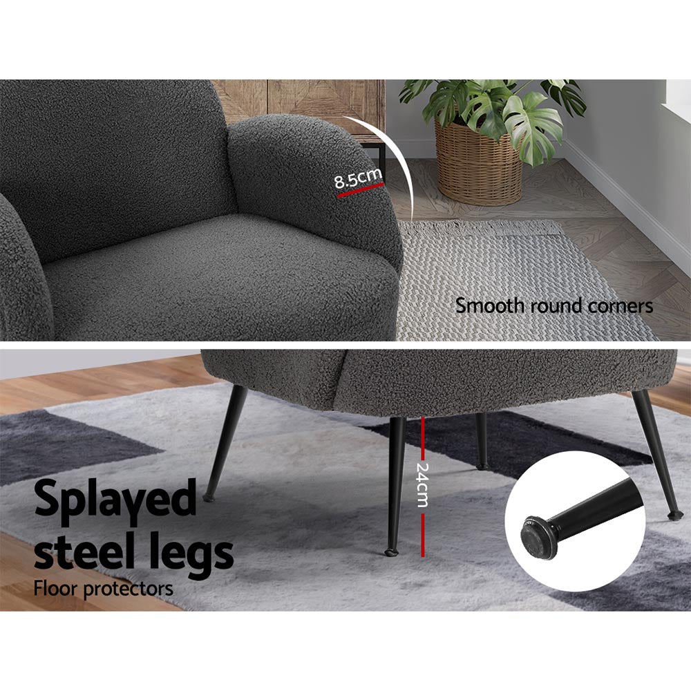 Armchair Boucle Charcoal Hanes