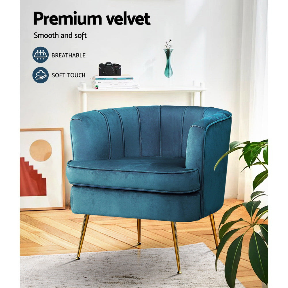 Armchair Velvet Blue Norvia