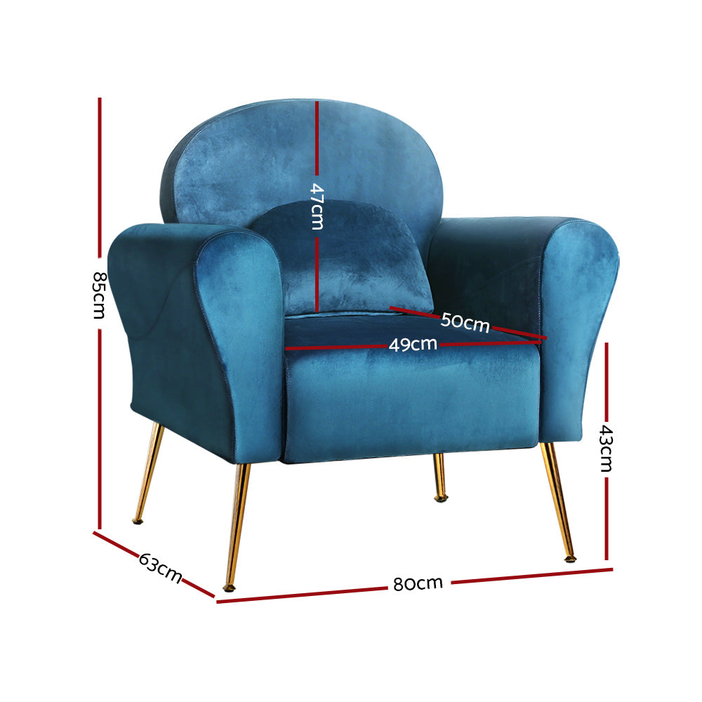 Armchair Lounge Chair Accent Chairs Armchairs Sofa Navy Velvet Cushion