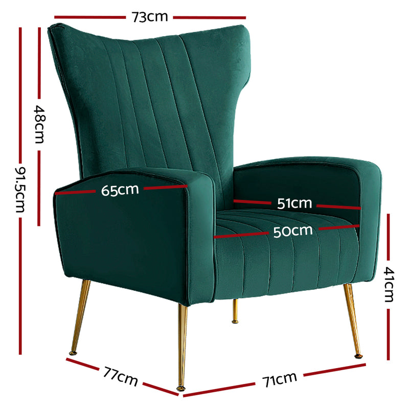 Armchair Green Velvet Kate