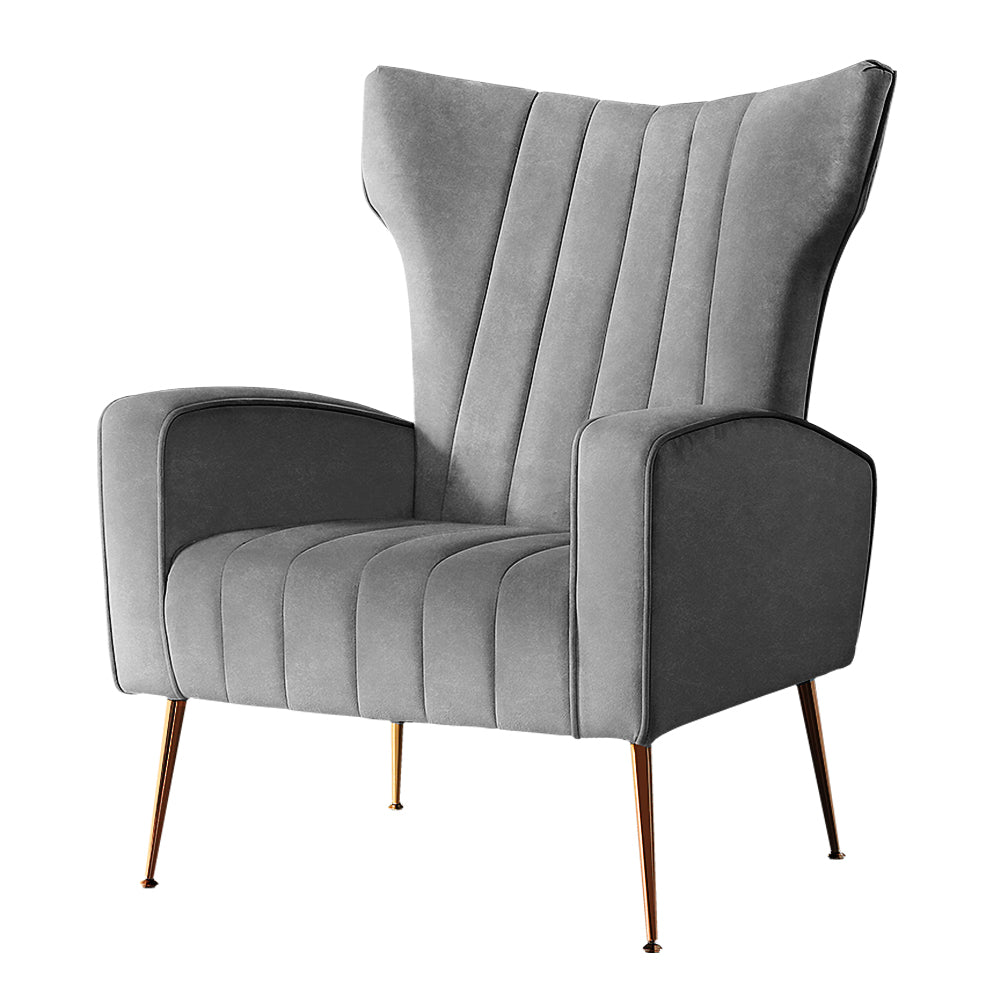 Armchair Grey Velvet Kate