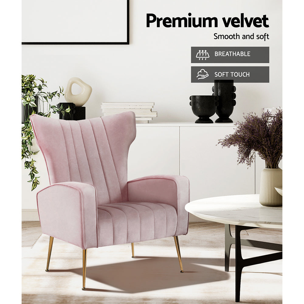 Armchair Pink Velvet Kate