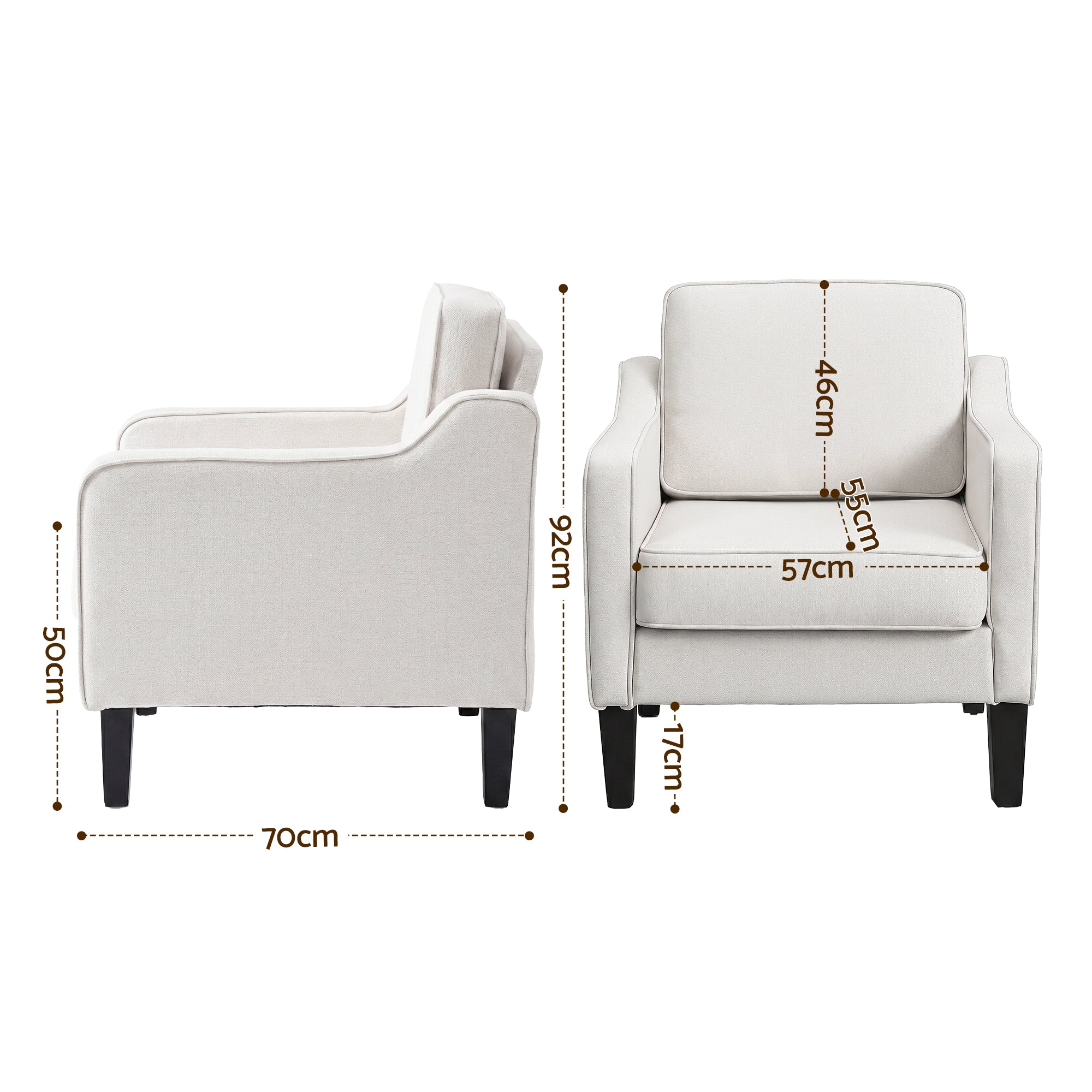 Armchair Lounge Accent Chair Linen Fabric - Beige