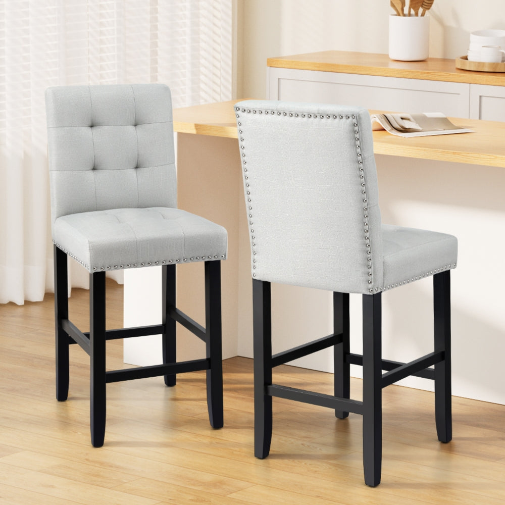 Set of 2 Stirling Fabric Bar Stools - Grey