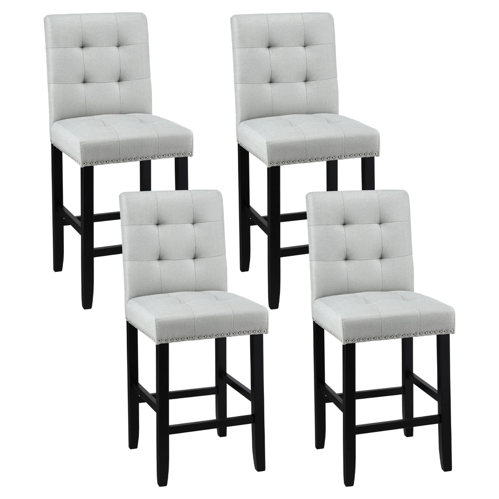 Set of 4 Stirling Fabric Bar Stools - Grey
