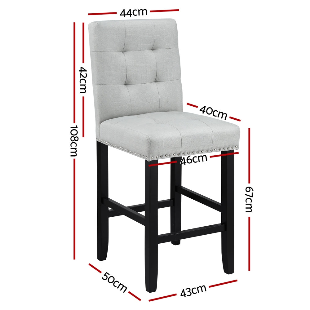 Set of 4 Stirling Fabric Bar Stools - Grey