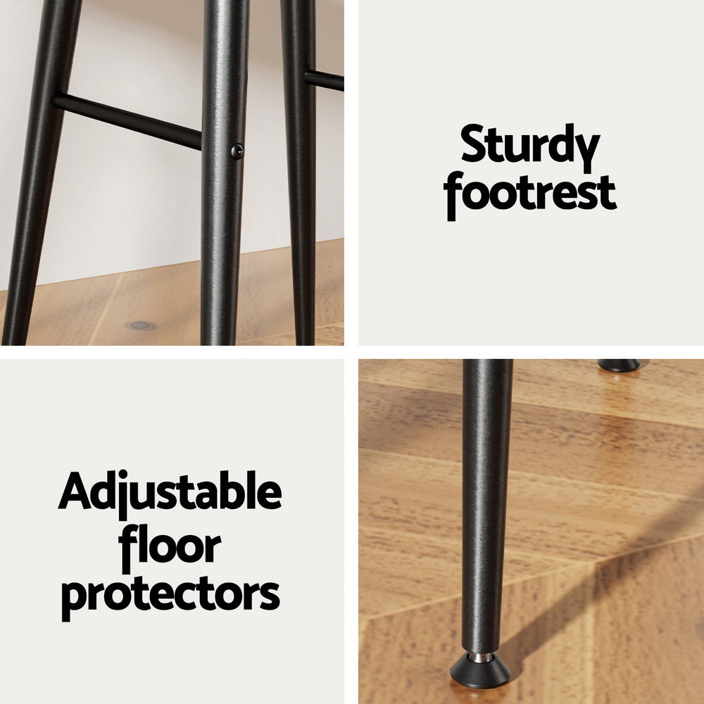 Set of 4 Barossa Round Leather Bar Stools - Brown