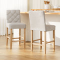 Set of 2 Elowen Tufted Linen Bar Stools – Beige