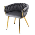 Dining Chair Armchair Cafe Kitchen Lounge Chairs Velvet Weaving Grey