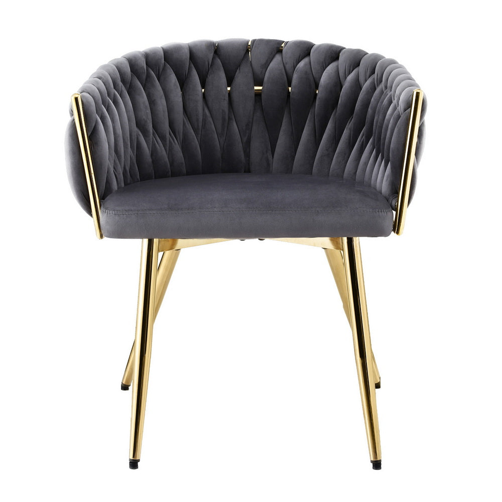 Dining Chair Armchair Cafe Kitchen Lounge Chairs Velvet Weaving Grey